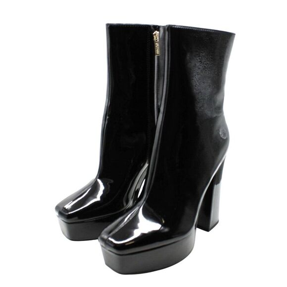 Guess Womens Black 1-1/2 Platform Cushioned Logo Byra Square Toe Dress Booties - Picture 4 of 8